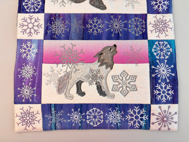 Snowflakes and Animals Quilt Block and Table Runner 6x10 8x12