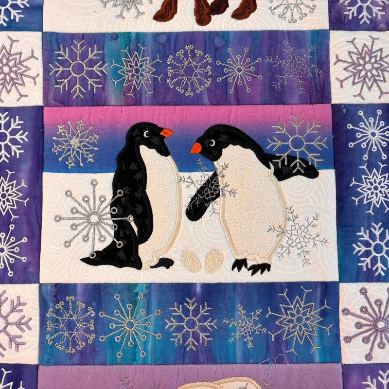 Snowflakes and Animals Quilt Block and Table Runner 6x10 8x12