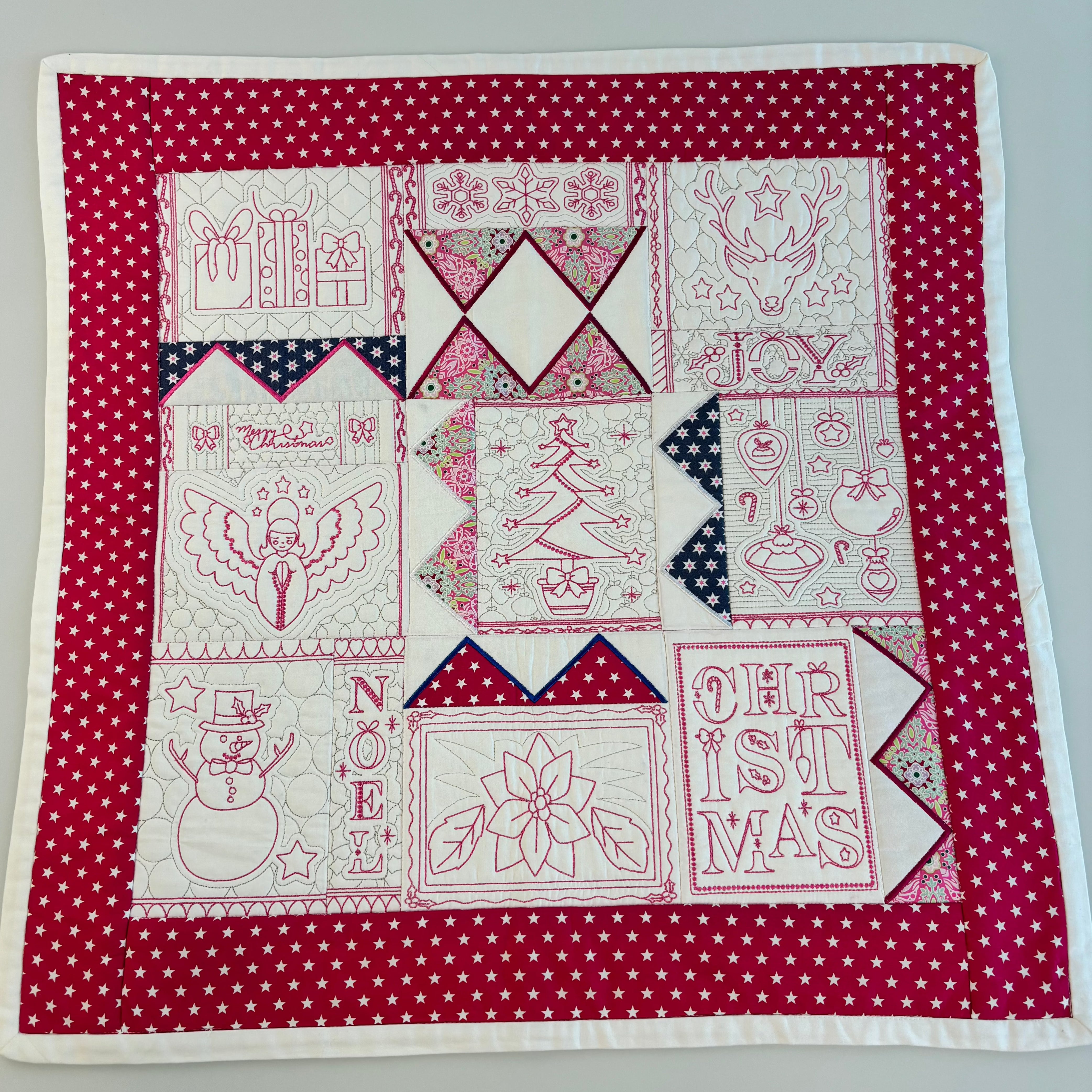 Emma's Christmas Redwork Quilt 5x7