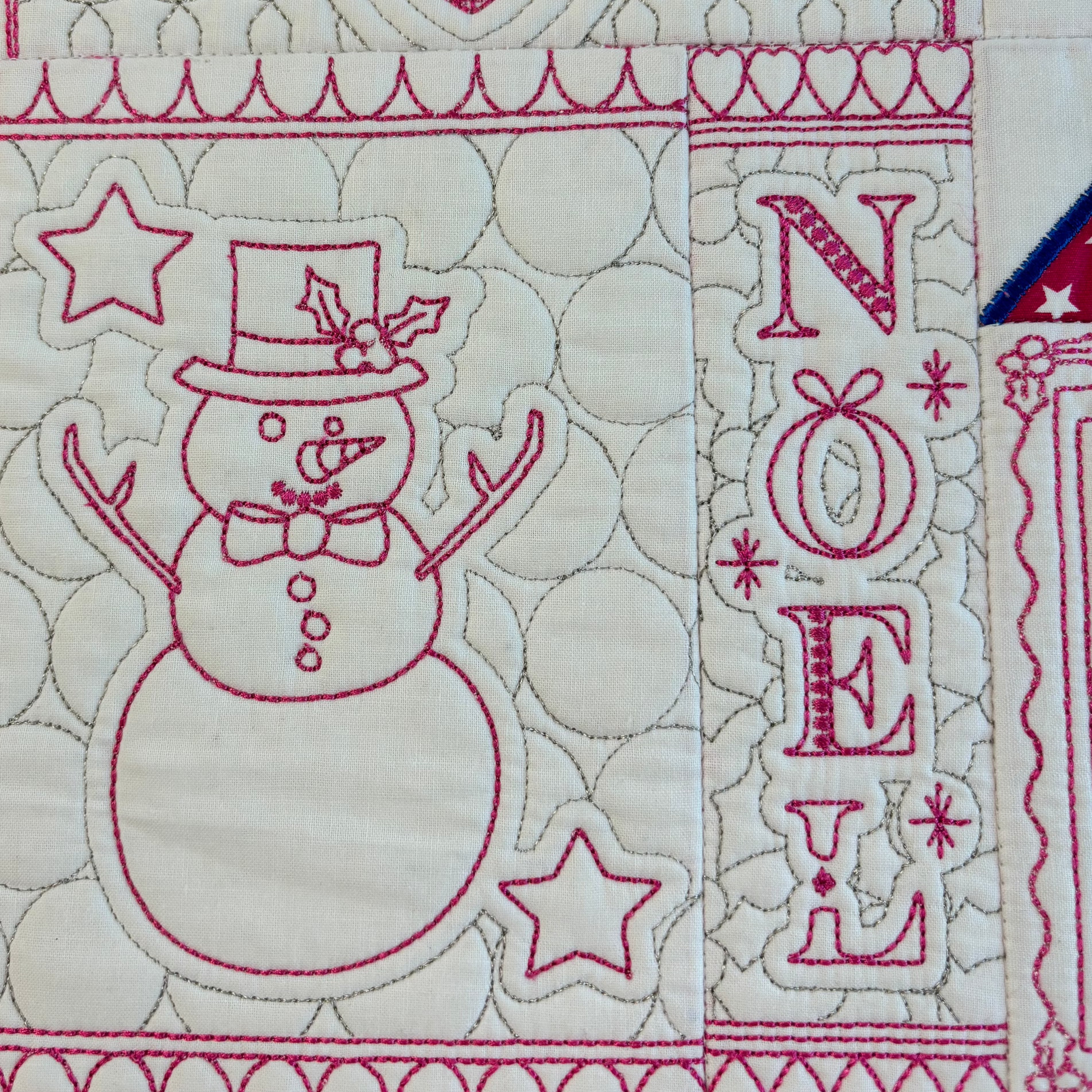 Emma's Christmas Redwork Quilt 5x7