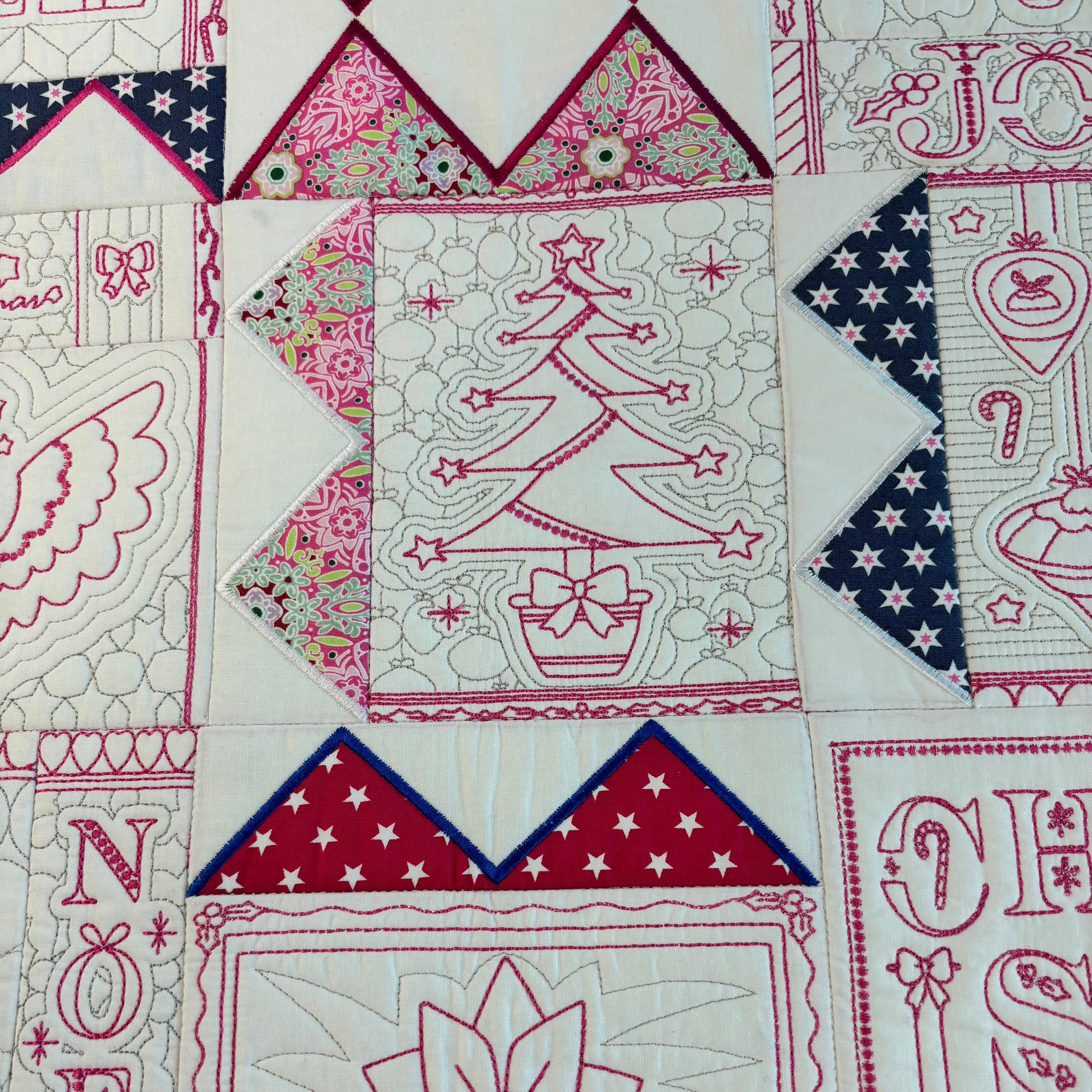 Emma's Christmas Redwork Quilt 5x7