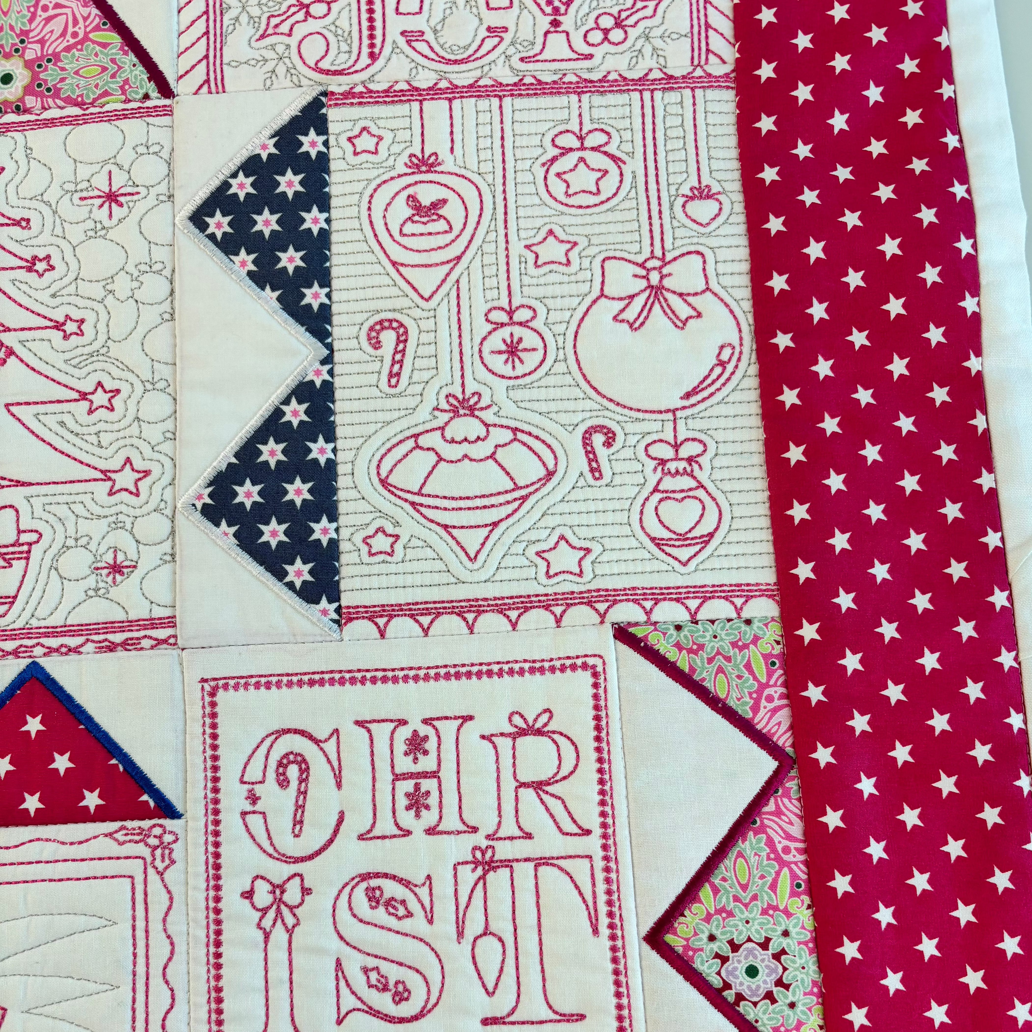 Emma's Christmas Redwork Quilt 5x7