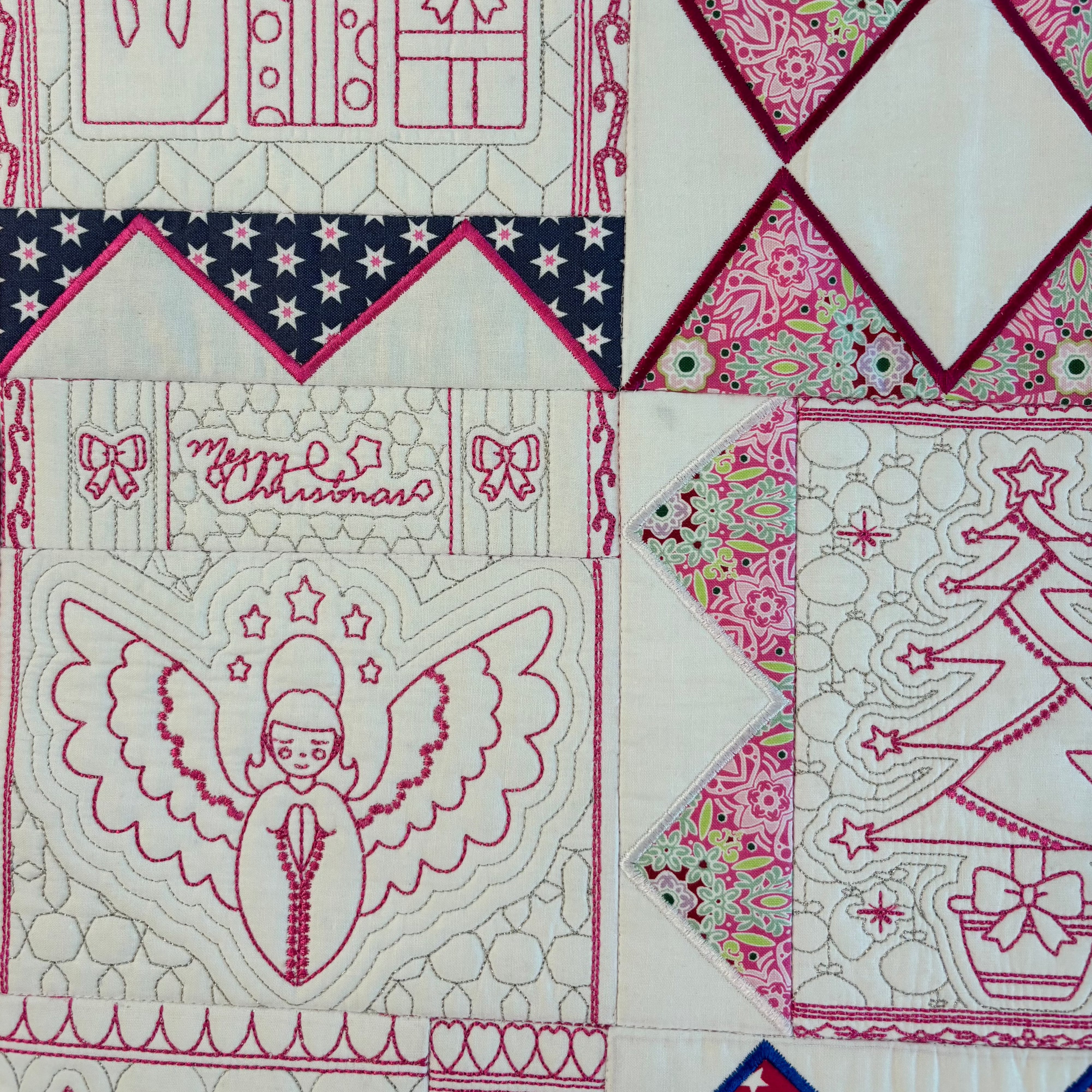 Emma's Christmas Redwork Quilt 5x7