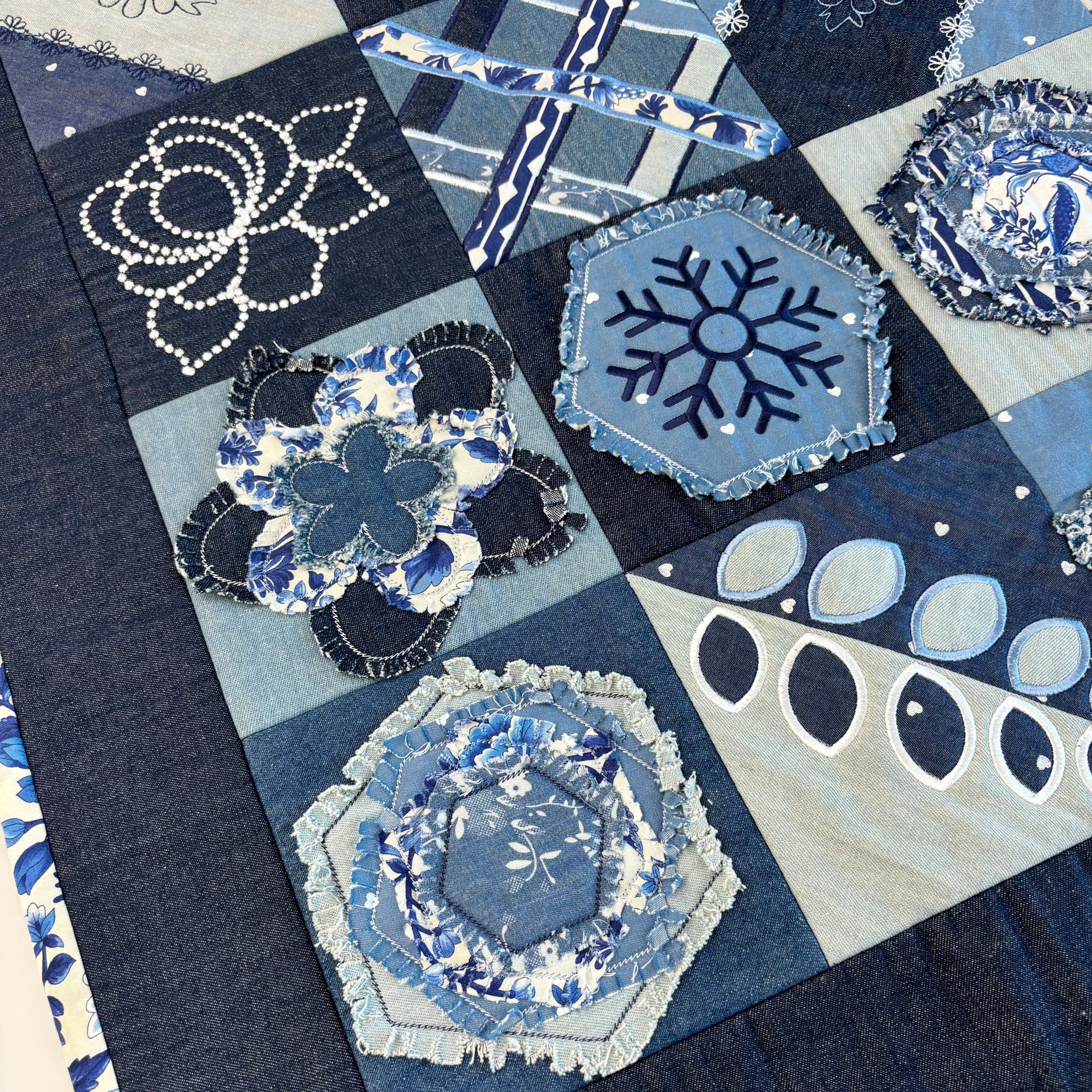 Denim quilt in the hoop 4x4 5x5 6x6 7x7