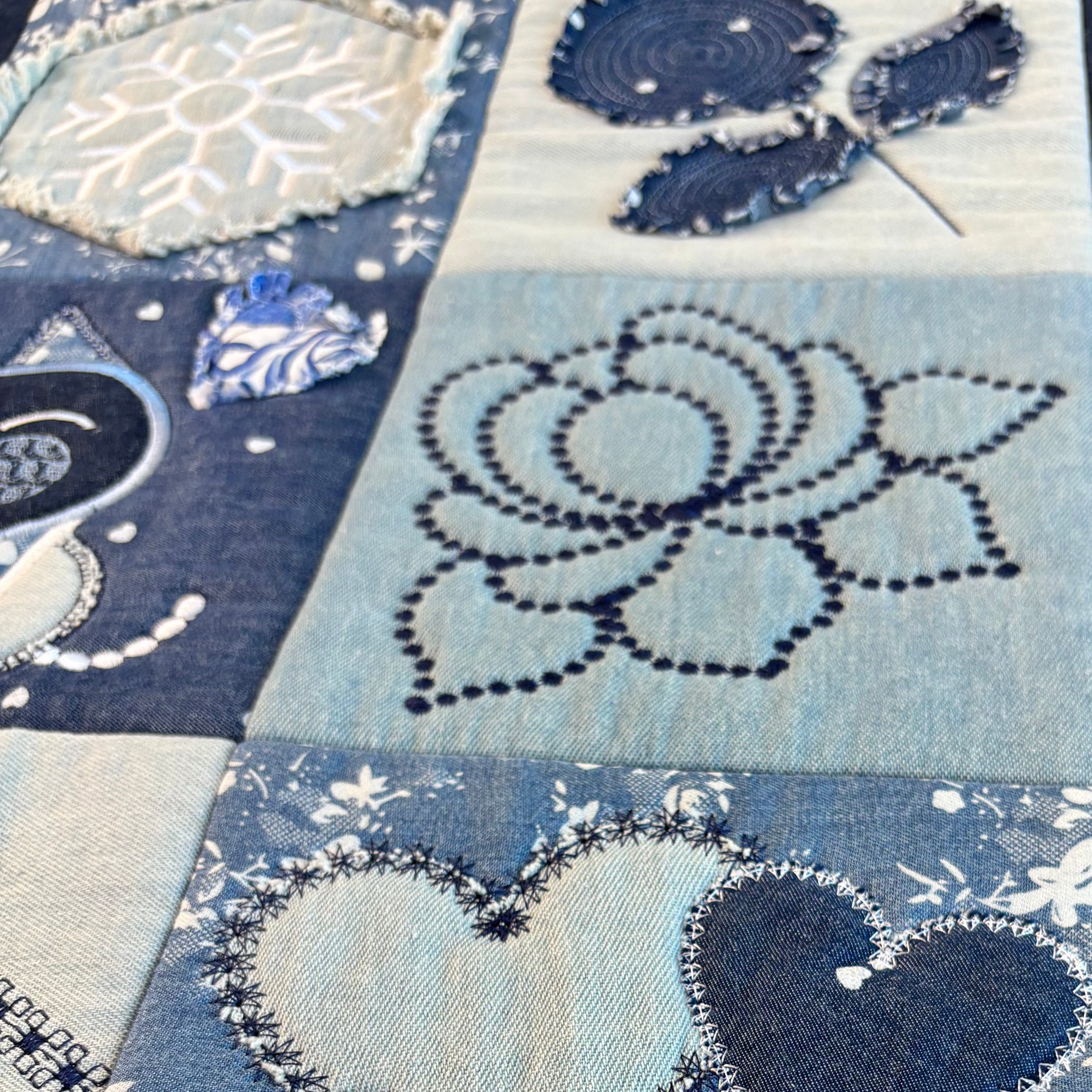 Denim quilt in the hoop 4x4 5x5 6x6 7x7