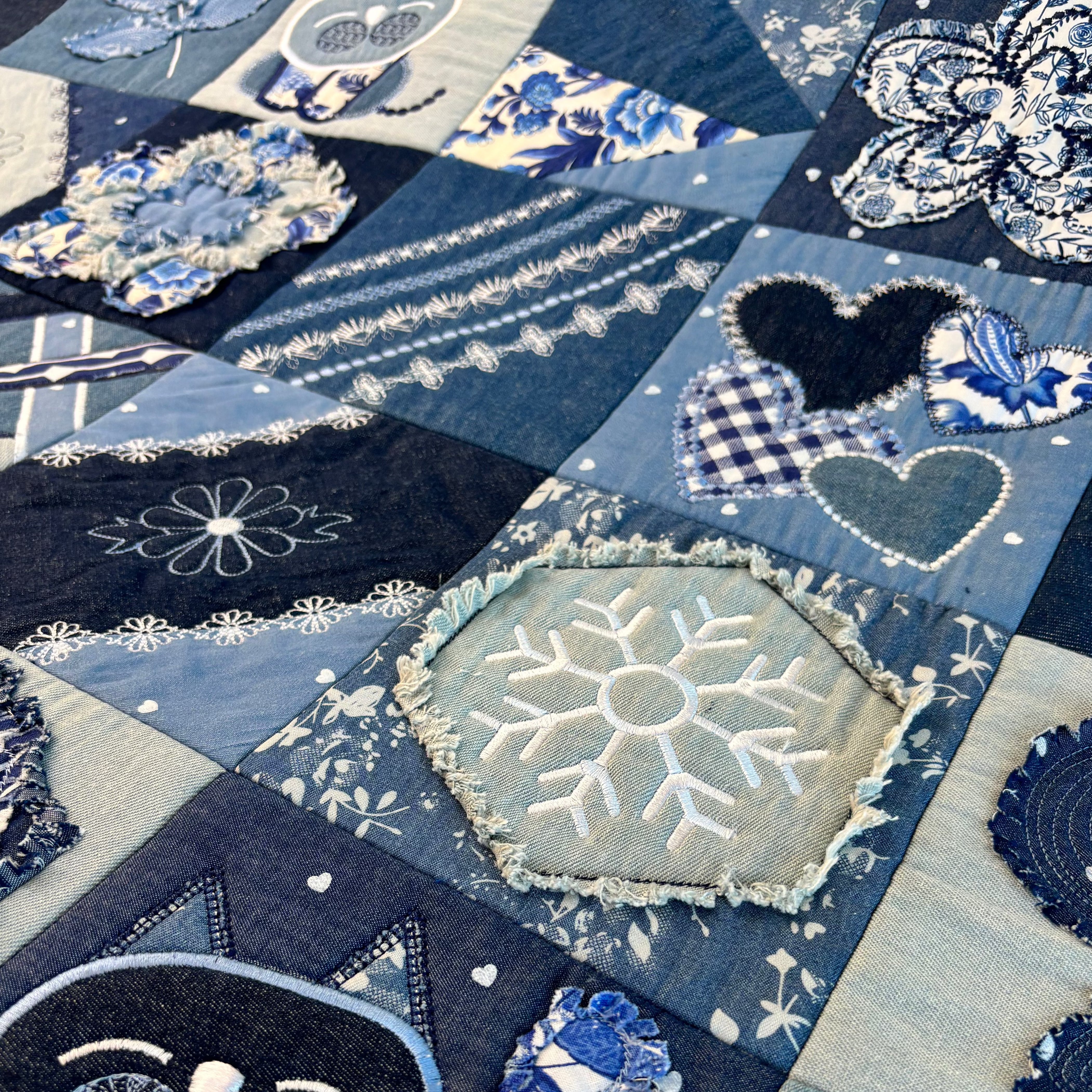 Denim quilt in the hoop 4x4 5x5 6x6 7x7