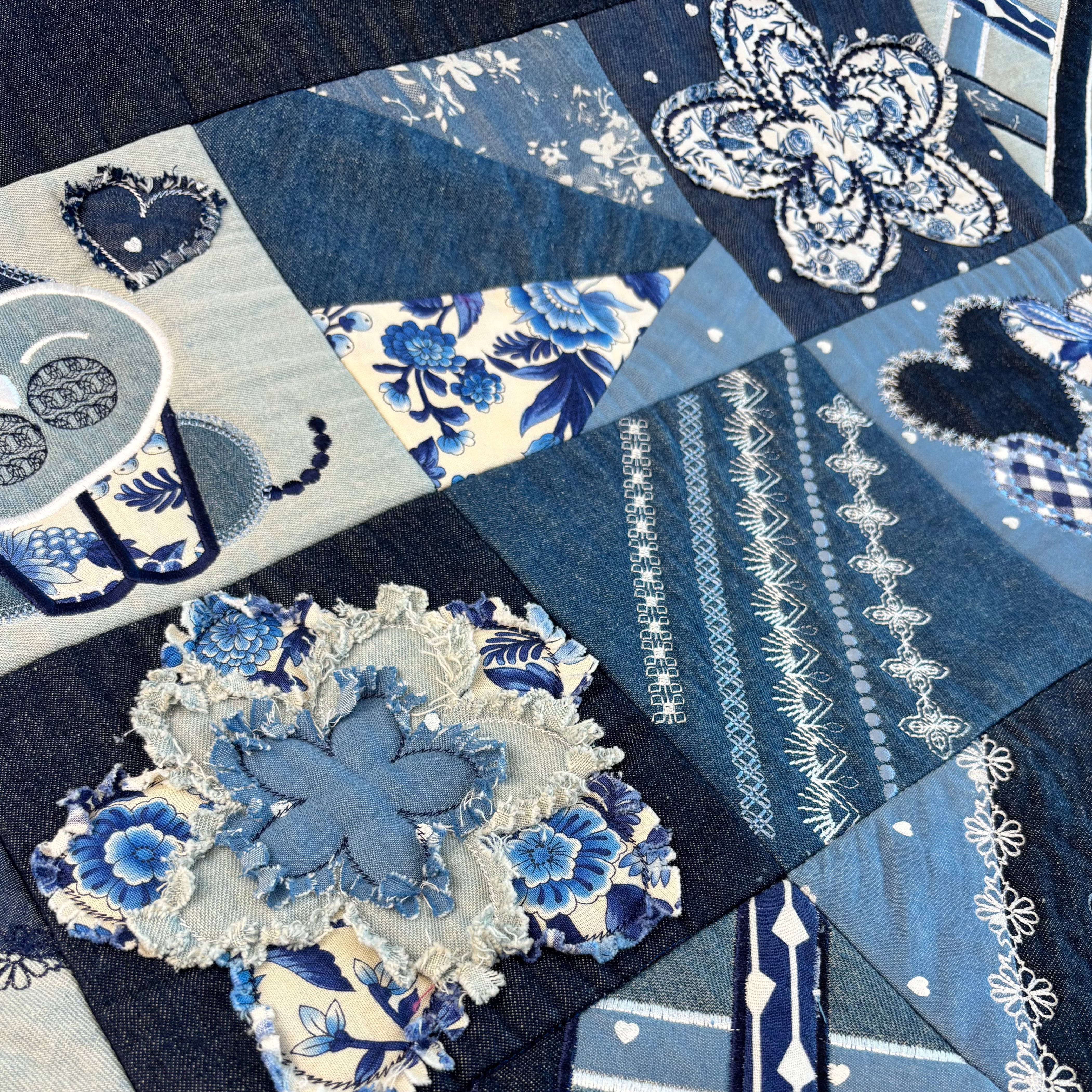 Denim quilt in the hoop 4x4 5x5 6x6 7x7