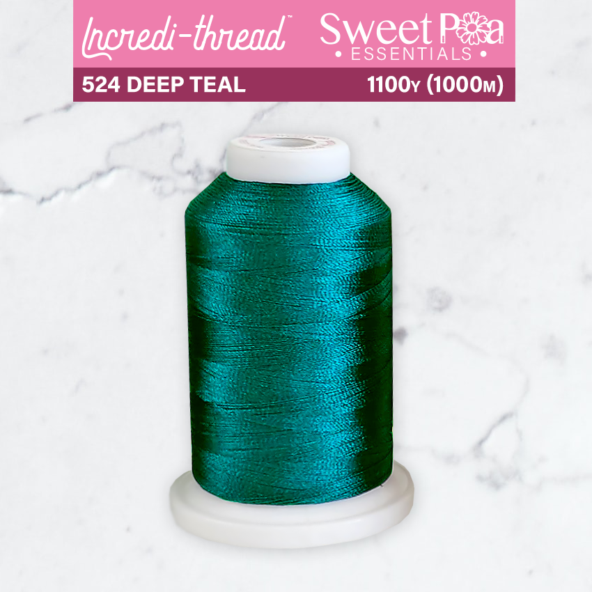 Incredi-Thread™ Spool  - 524 Deep Teal- Sweet Pea Australia In the hoop machine embroidery designs. in the hoop project, in the hoop embroidery designs, craft in the hoop project, diy in the hoop project, diy craft in the hoop project, in the hoop embroidery patterns, design in the hoop patterns, embroidery designs for in the hoop embroidery projects, best in the hoop machine embroidery designs perfect for all hoops and embroidery machines