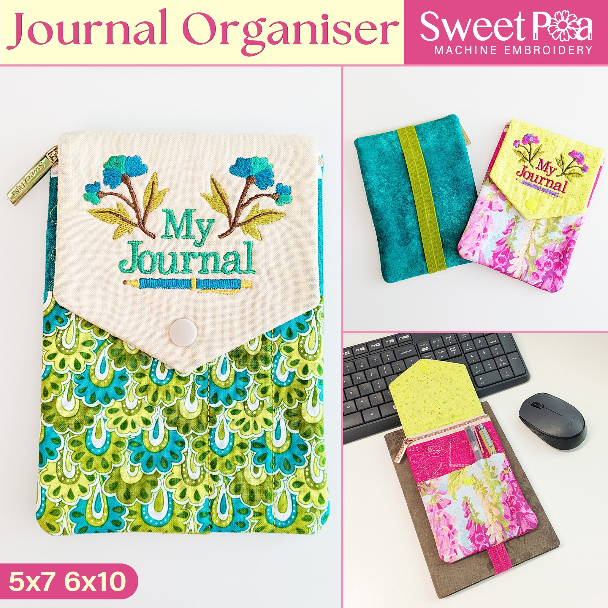 Journal Organiser In the hoop machine embroidery designs