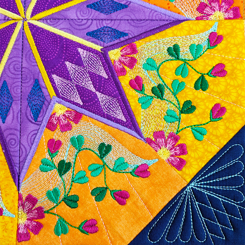 BOM Kaleidoscope Quilt - Block 3 close up