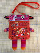 Candy Monster Treat Bag 5x7 6x10 7x12 - Sweet Pea In The Hoop Machine Embroidery Design