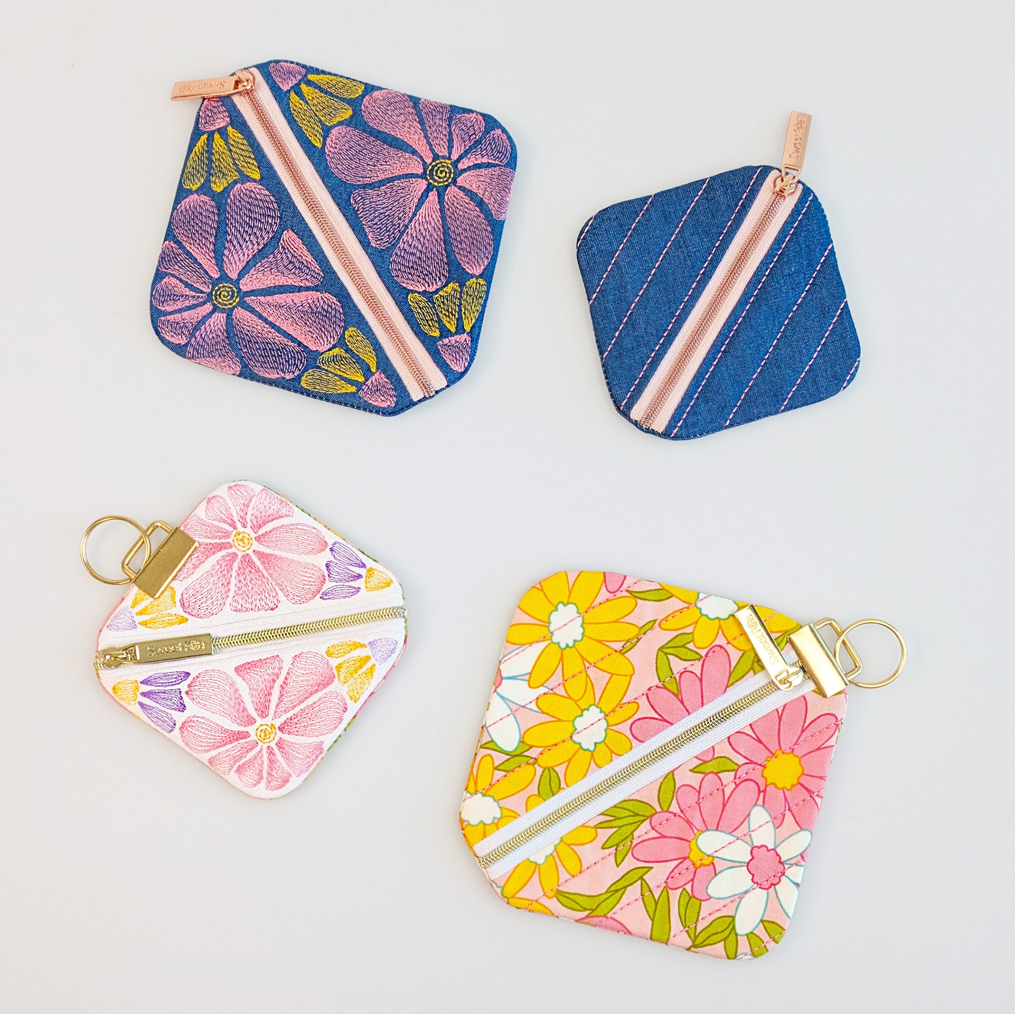 Key Fob Zipper Purse In the hoop machine embroidery designs