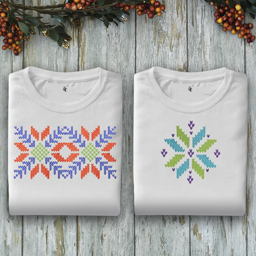 Knitted Snowflake 2 Embroidery Design on sweaters