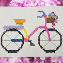 Knitted Bicycle with Basket Embroidery ITH Machine Embroidery Design