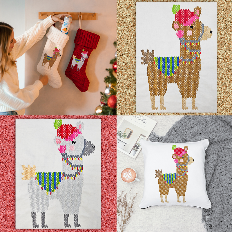 Knitted Christmas Llama Embroidery options 1