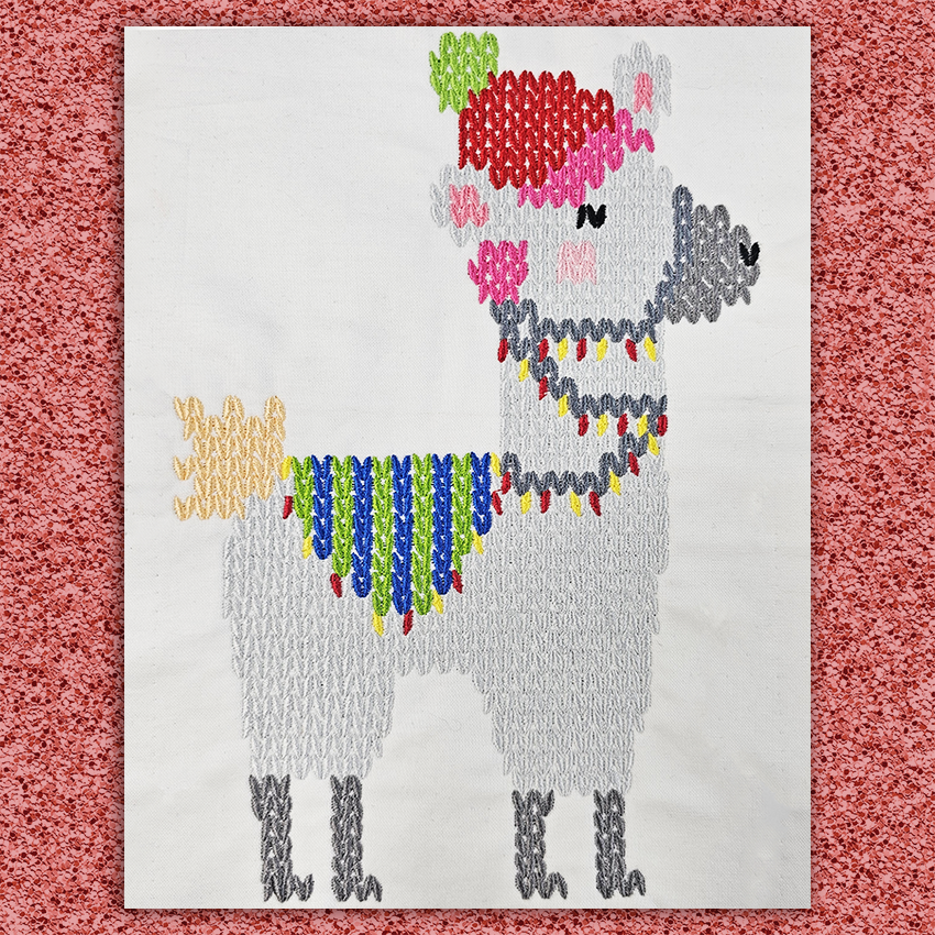 Knitted Fa-la-la-Llama Embroidery grey