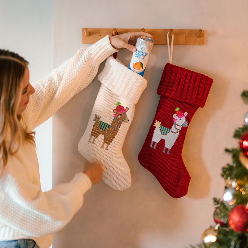 Knitted Christmas Llama Embroidery stockings