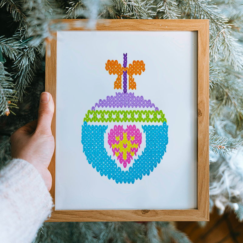 Knitted Ornament 1 Embroidery Design in frame