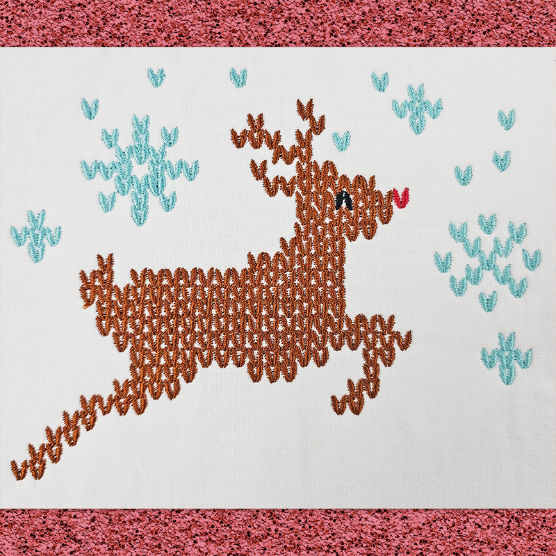 Knitted Reindeer Embroidery ith design