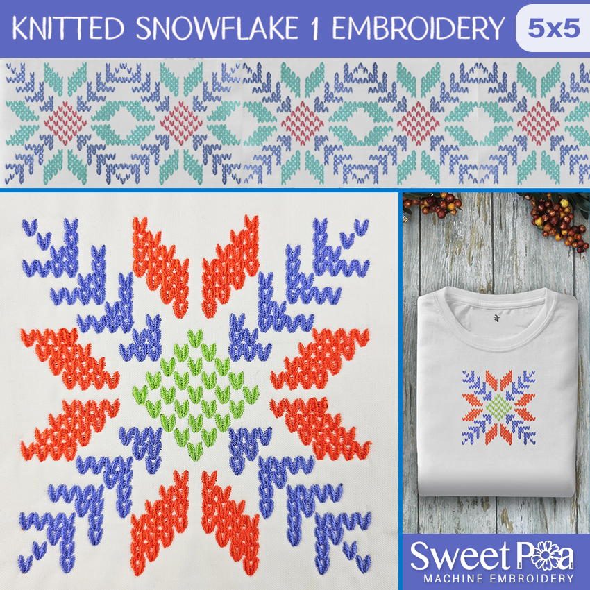 Knitted Snowflake 1 Embroidery Design