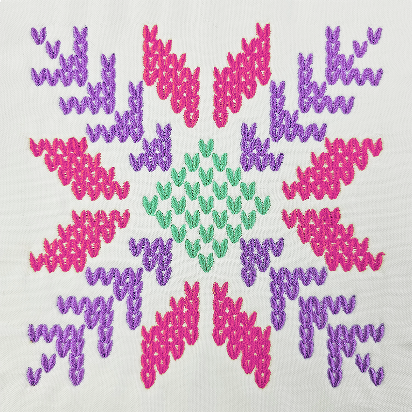 Knitted Snowflake 1 Embroidery Design alt colour