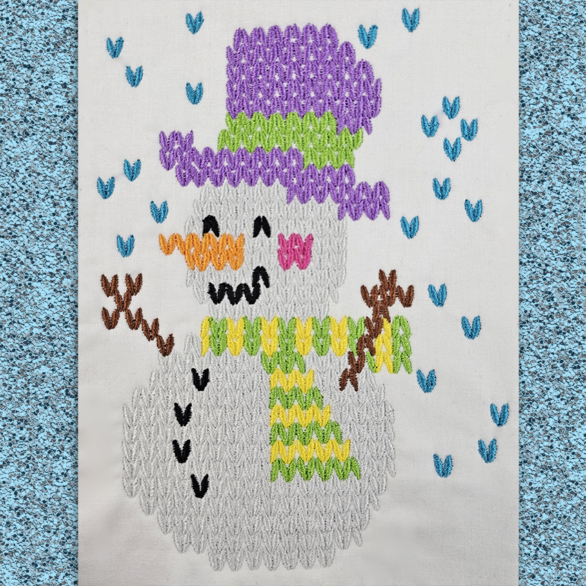 knitted embroidery snowman