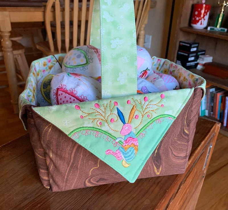 Folk Art Easter Basket 4x4 5x5 6x6 7x7 - Sweet Pea In The Hoop Machine Embroidery Design