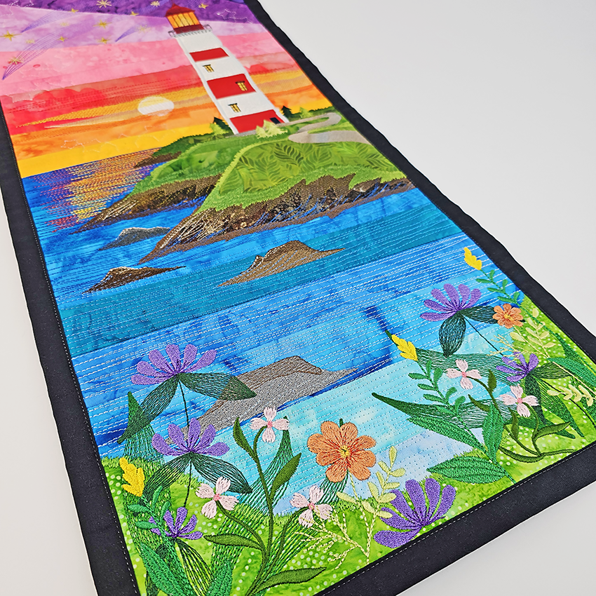 lighthouse scene hanger or runner water and flowers