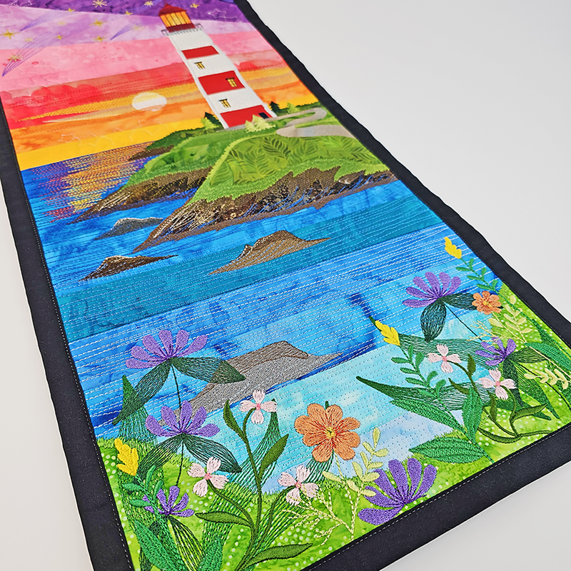 lighthouse scene hanger water and flowers