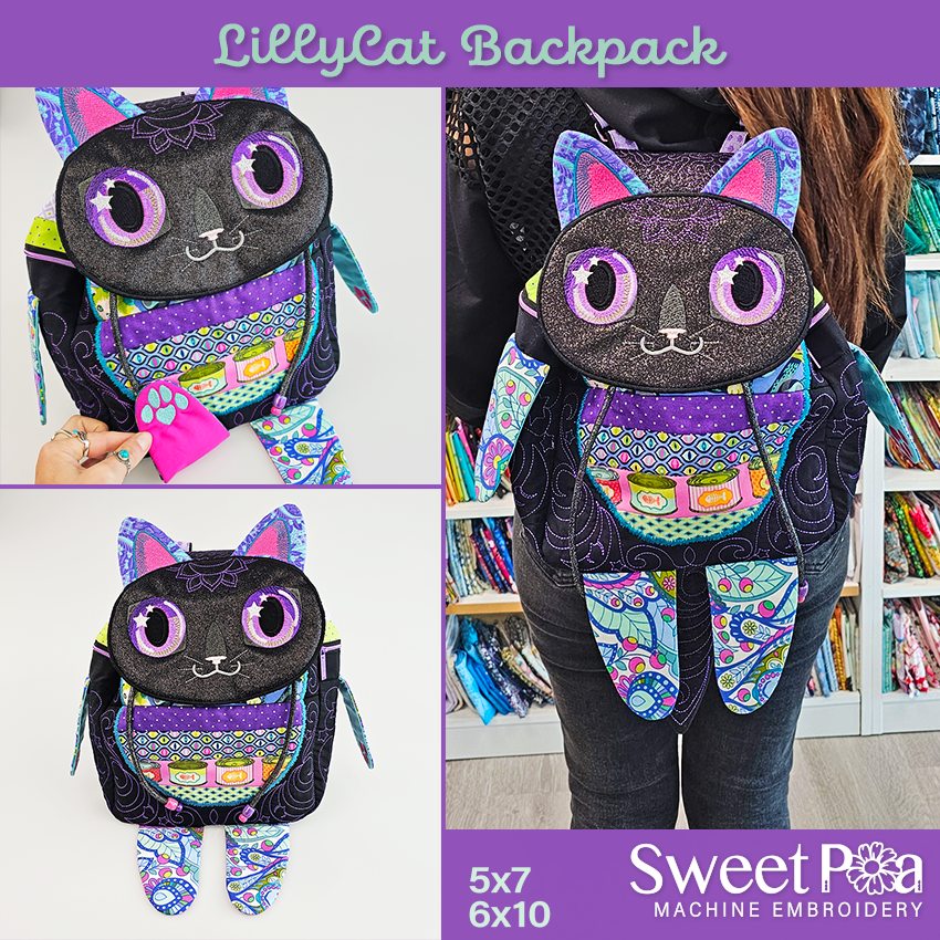 lillycat backpack sweet pea machine embroidery design