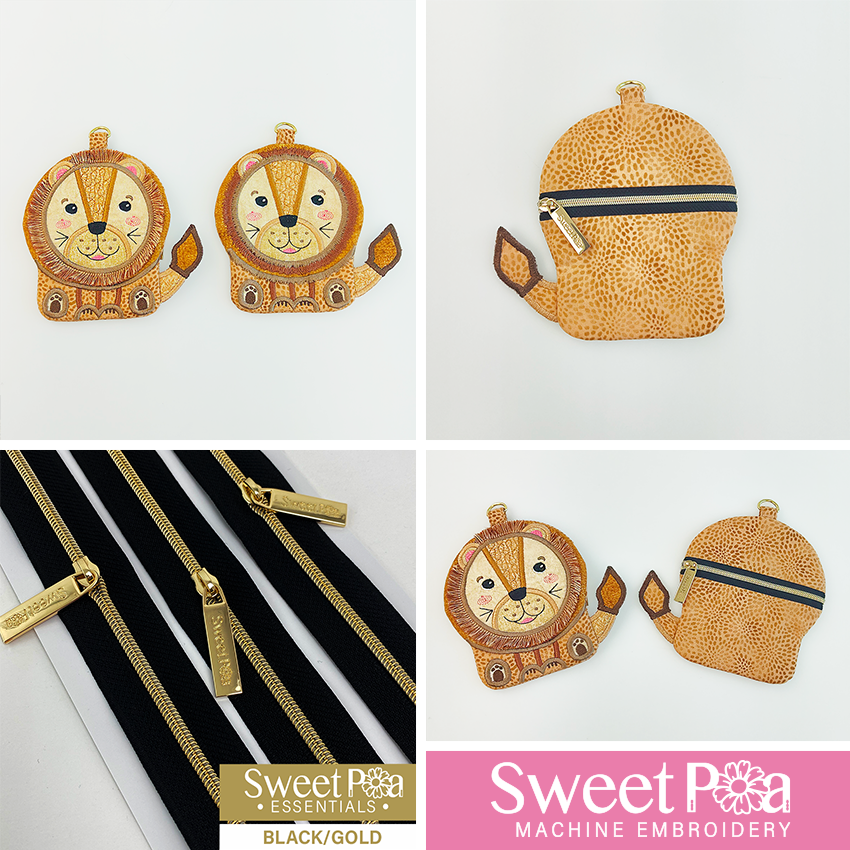 Lion Zipper Purse and sweet pea essentials