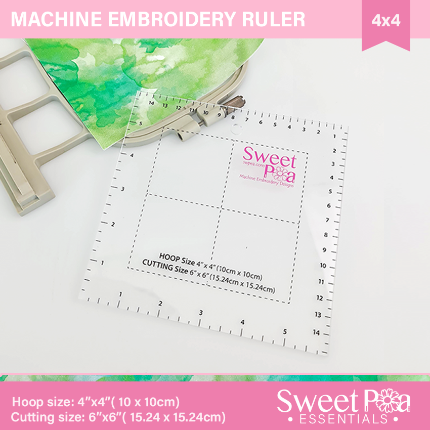 Machine Embroidery Ruler for 4x4 hoop