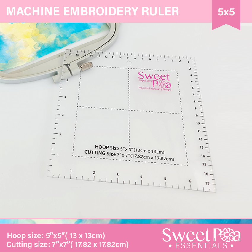 Machine Embroidery Ruler for 5x5 hoop