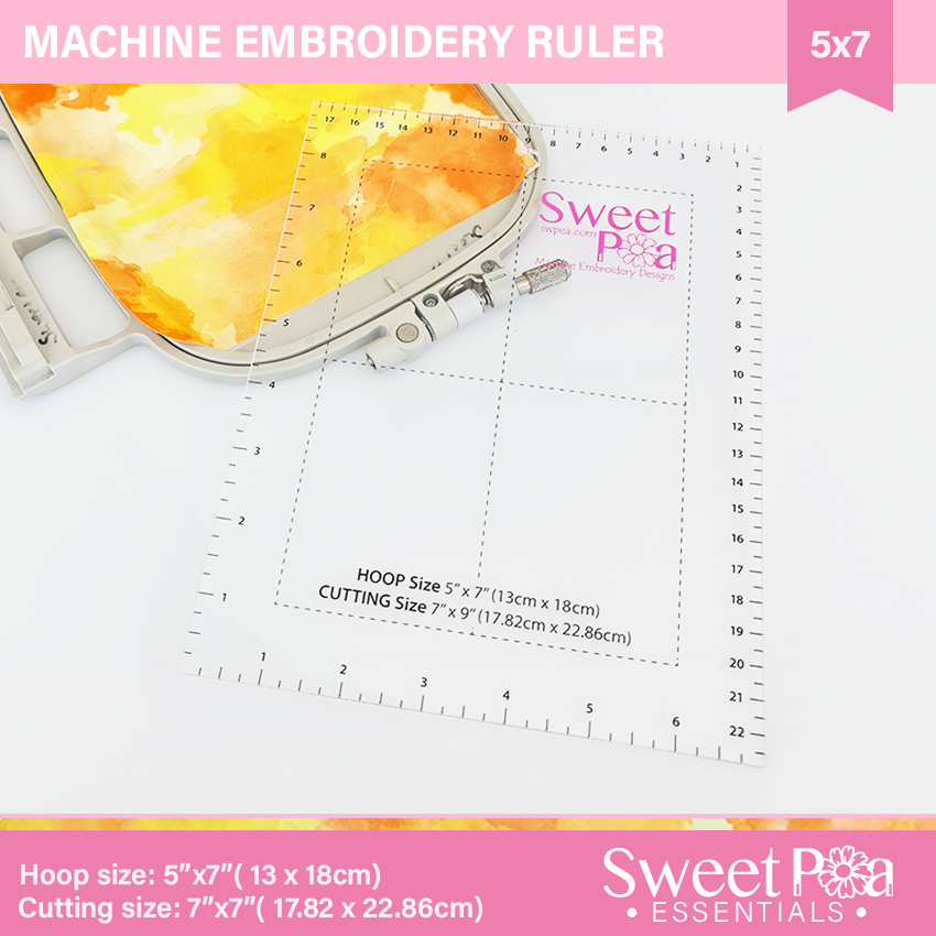 Machine Embroidery Ruler for 5x7 hoop