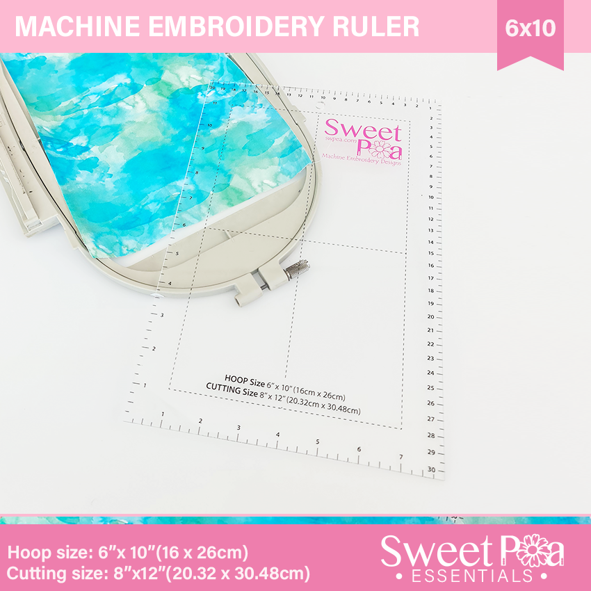 Machine Embroidery Ruler for 6x10 hoop