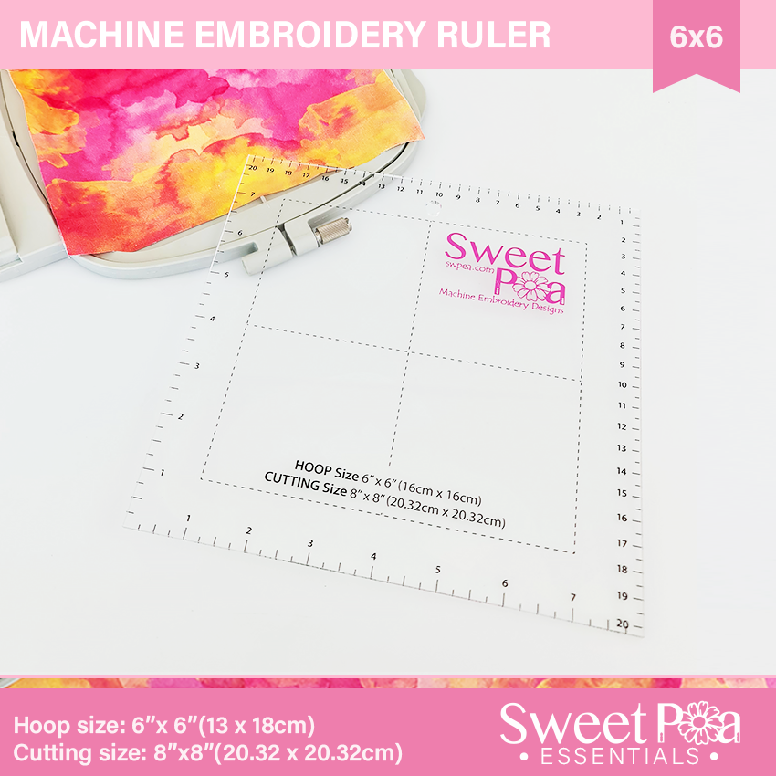 Machine Embroidery Ruler for 6x6 hoop