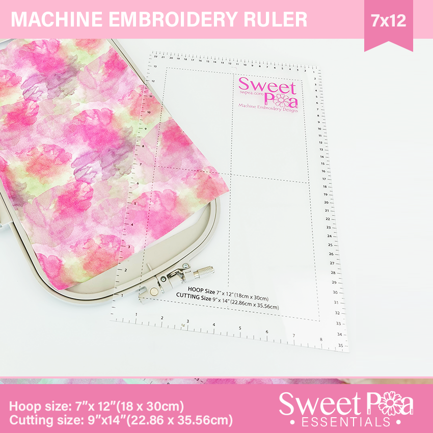 Machine Embroidery Ruler for 7x12 hoop