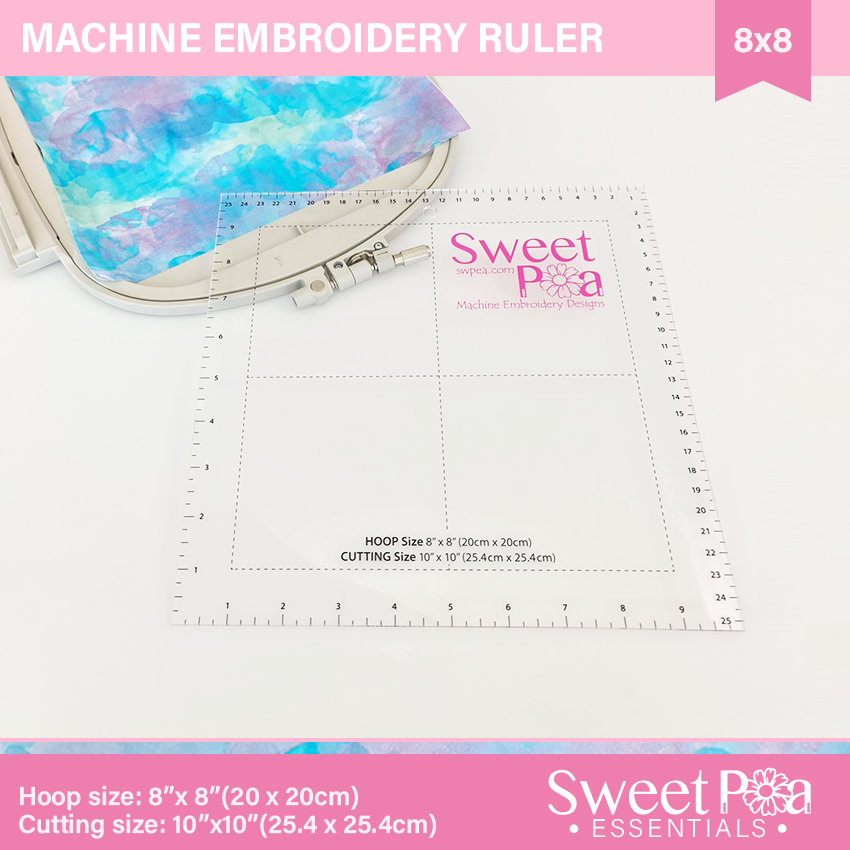 Machine Embroidery Ruler for 8x8 hoop