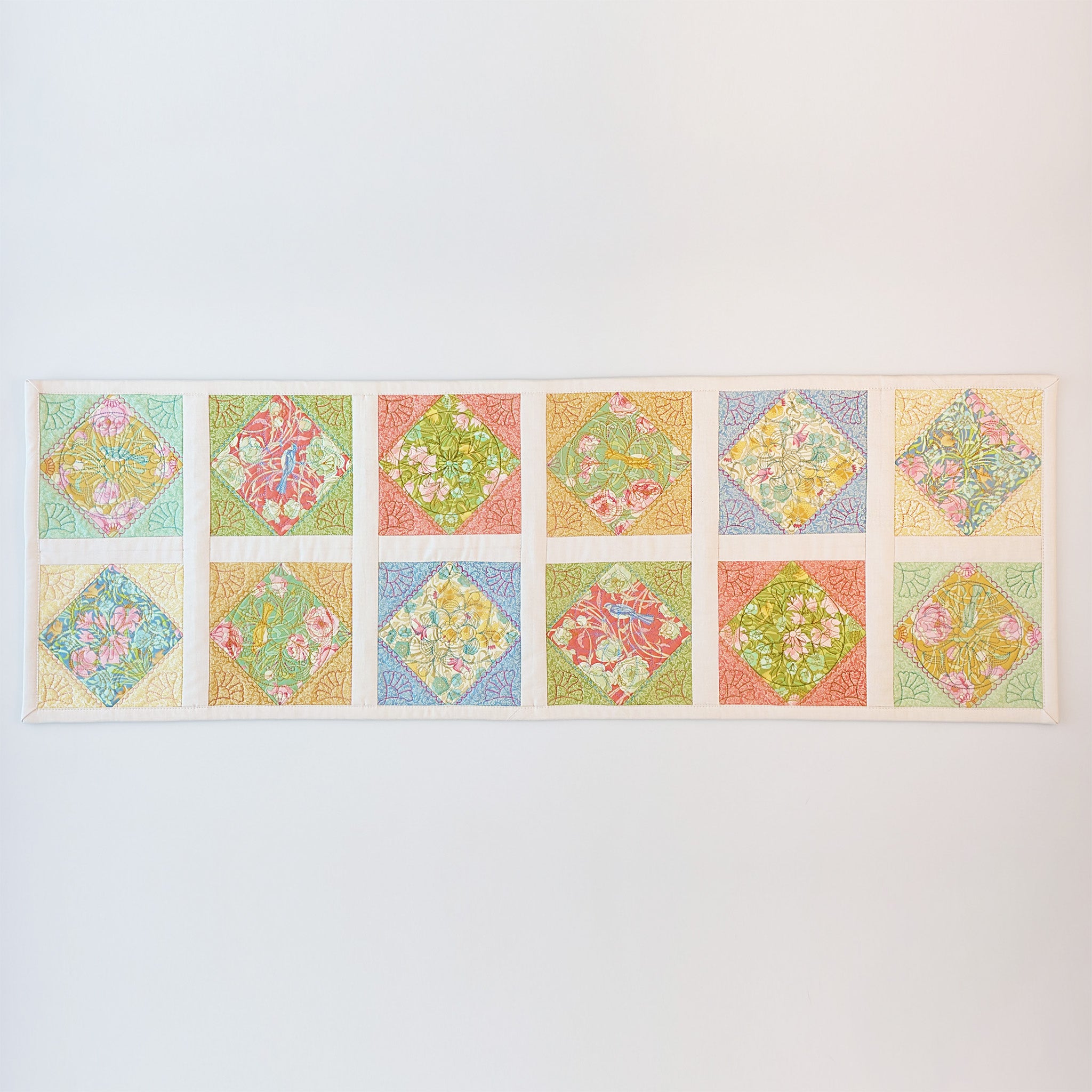 Mandala Quilt As You Go In the hoop machine embroidery design as runner