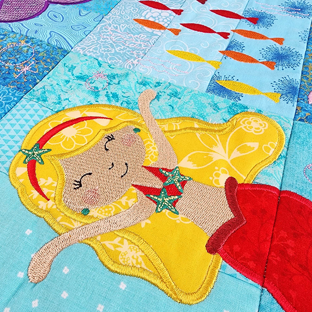 Mermaid Quilt 4x4 5x5 6x6 7x7 8x8 In the hoop machine embroidery designs