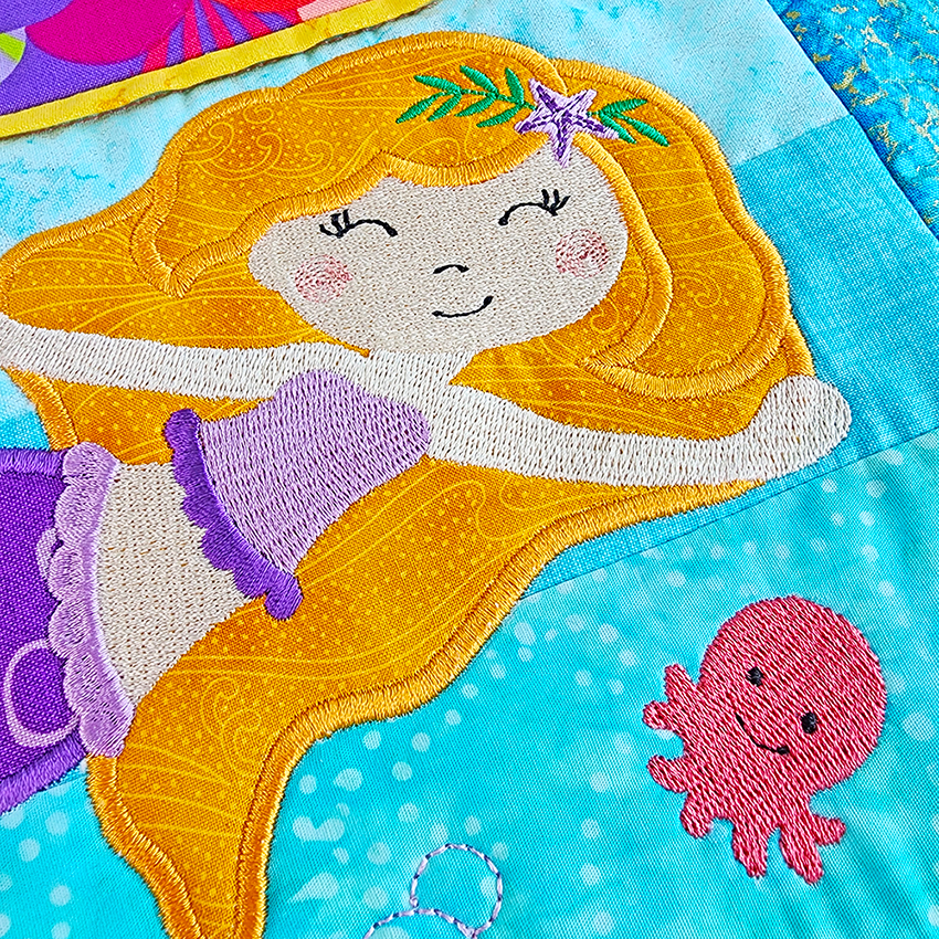 Mermaid Quilt 4x4 5x5 6x6 7x7 8x8 In the hoop machine embroidery designs