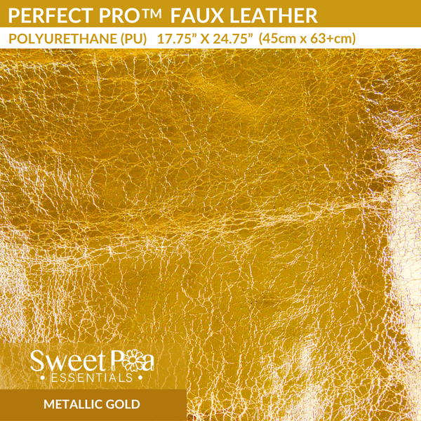 Faux Leather, PU faux leather metallic gold, faux leather for machine embroidery designs and sewing
