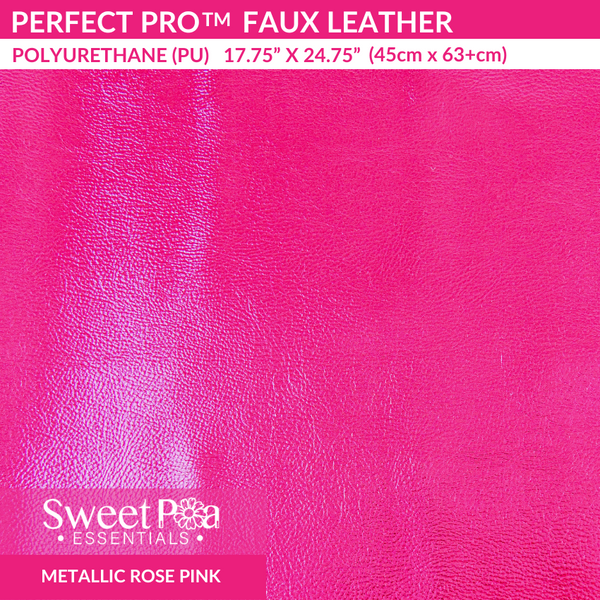 Faux Leather, PU faux leather metallic rose pink, faux leather for machine embroidery designs and sewing