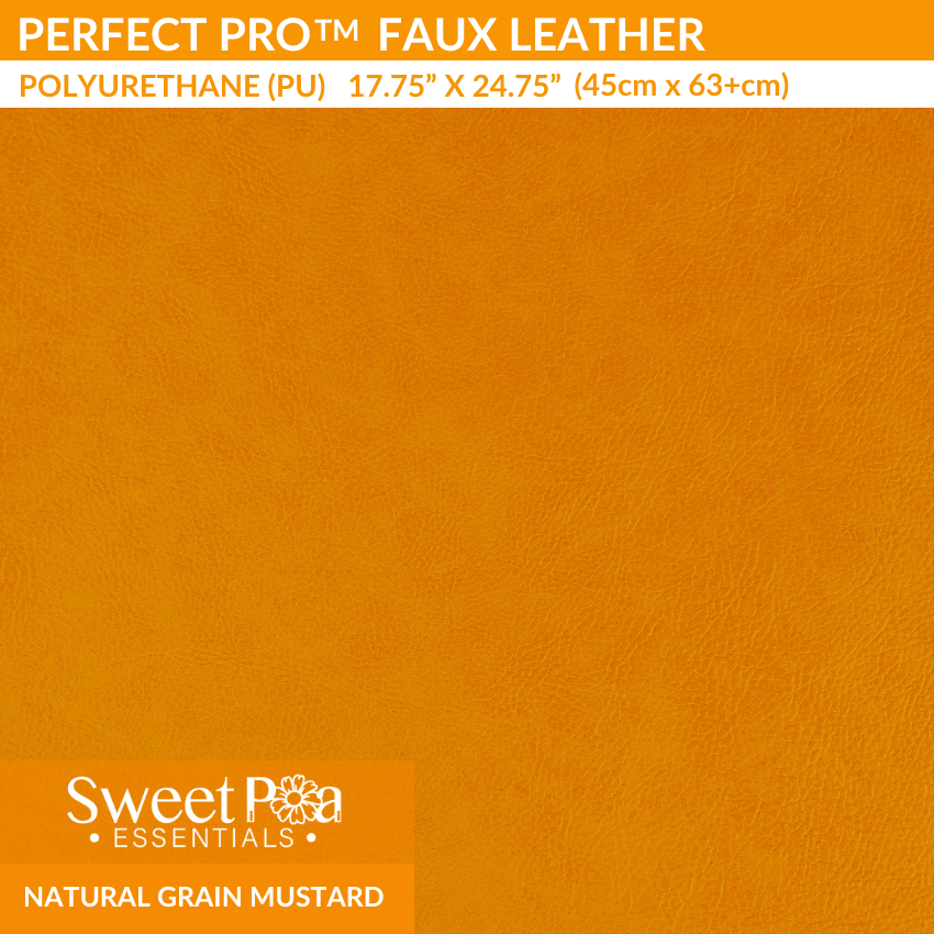 Perfect pro Faux Leather, PU Faux Leather, natural grain mustard, polyurethane