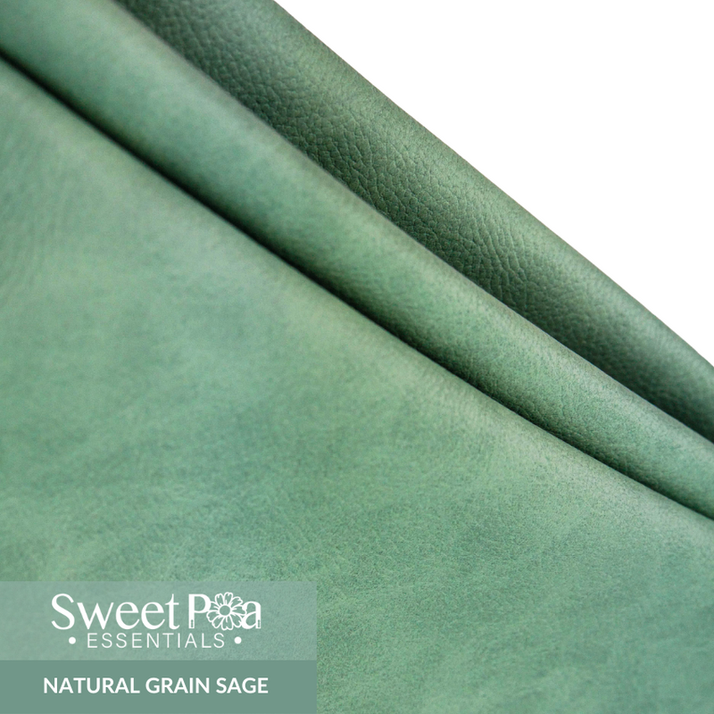 Faux Leather, PU faux leather natural grain sage, faux leather for machine embroidery designs and sewing