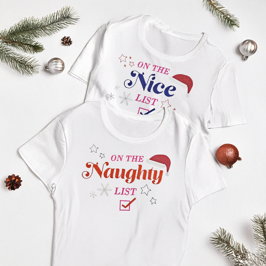 Naughty or Nice Coaster or Embroidery