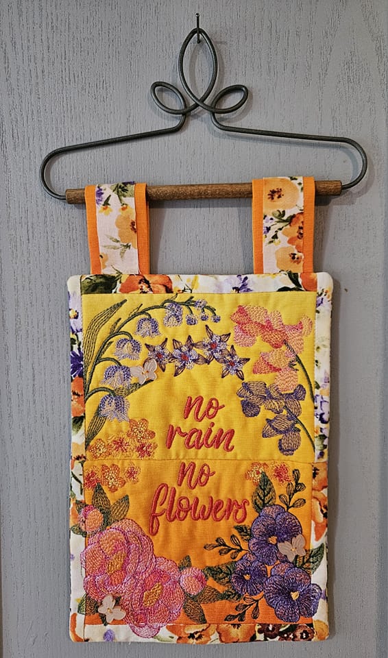 No Rain No Flowers Hanger 5x7 6x10 8x12 - Sweet Pea In The Hoop Machine Embroidery Design
