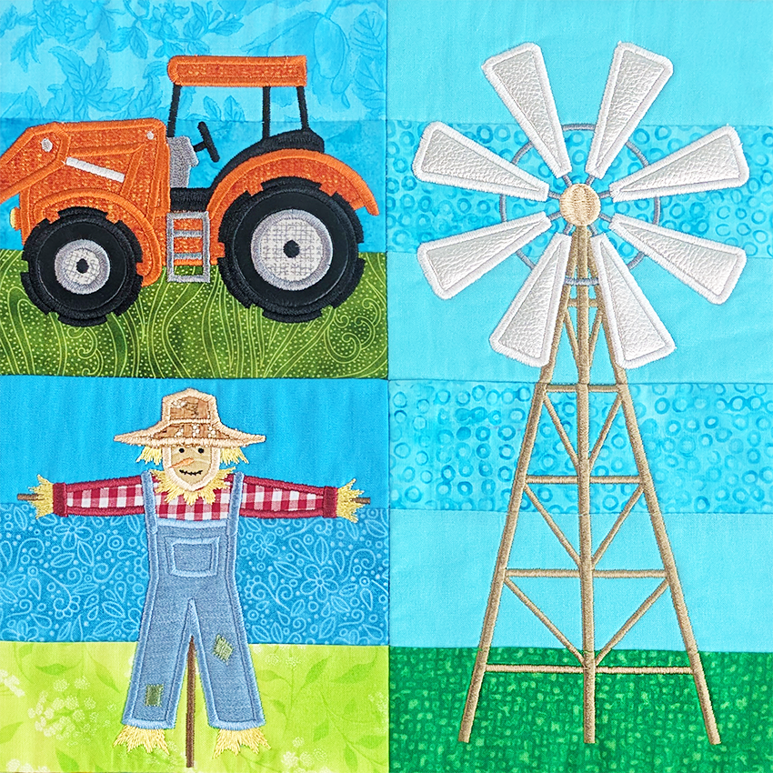 On The Farm Quilt In the hoop machine embroidery designs