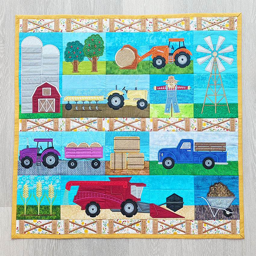 On The Farm Quilt In the hoop machine embroidery designs