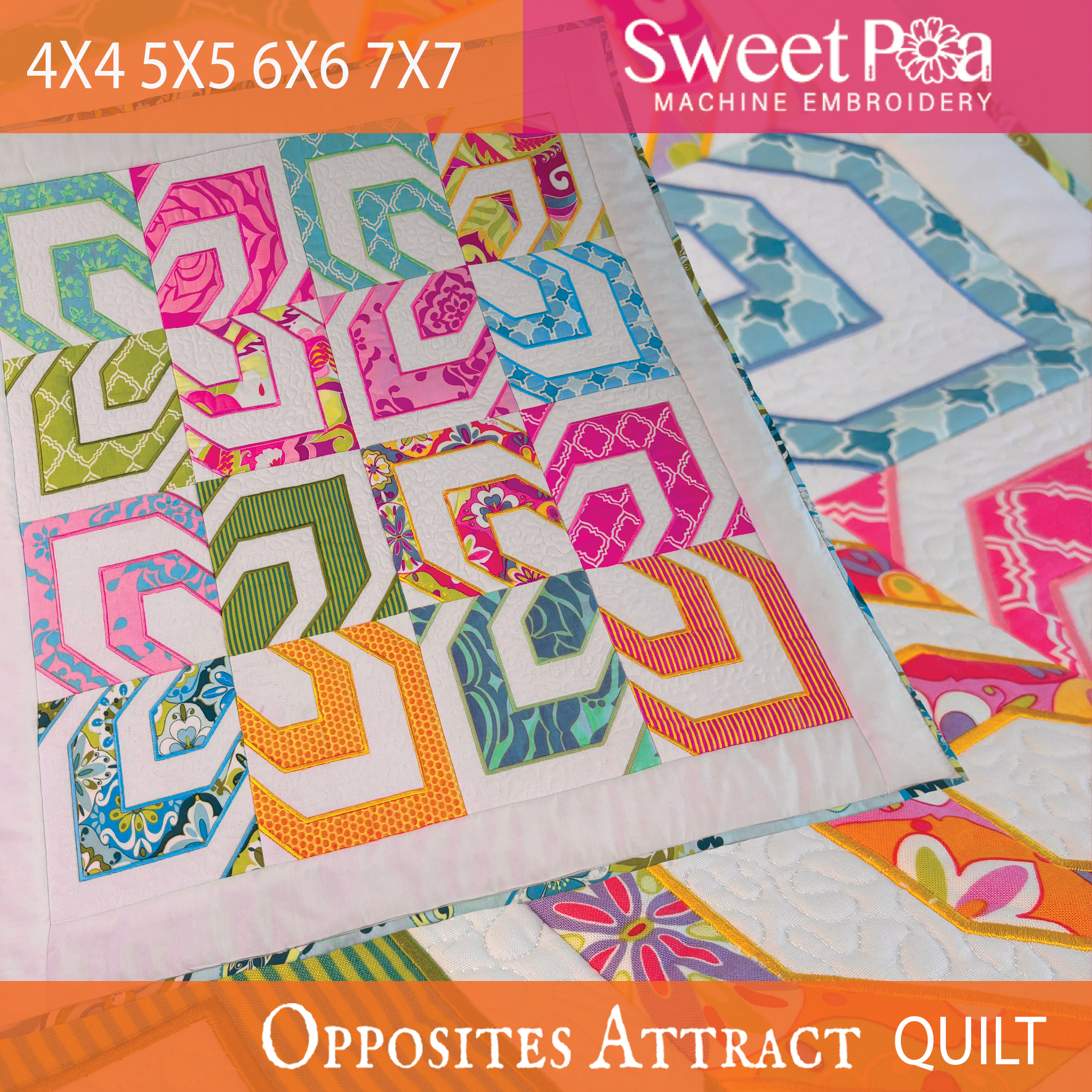 Opposites Attract Quilt 4x4 5x5 6x6 7x7